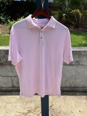 Soft Pink Stripe Tommy Bahama Modal Polo - Men's Medium